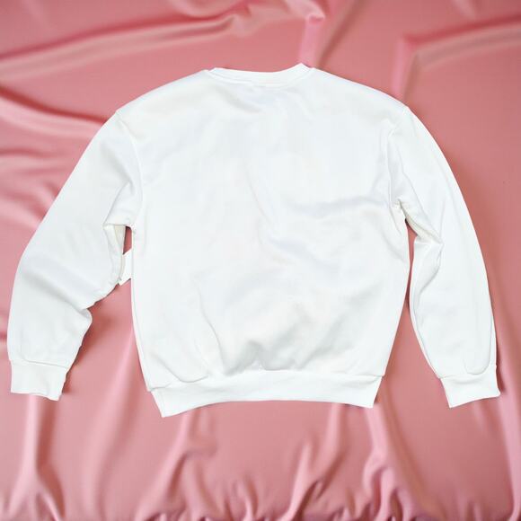 New Small White Embossed "Bride" Pullover Crew Sweater Bridal Bachelorette Party - Picture 4 of 5